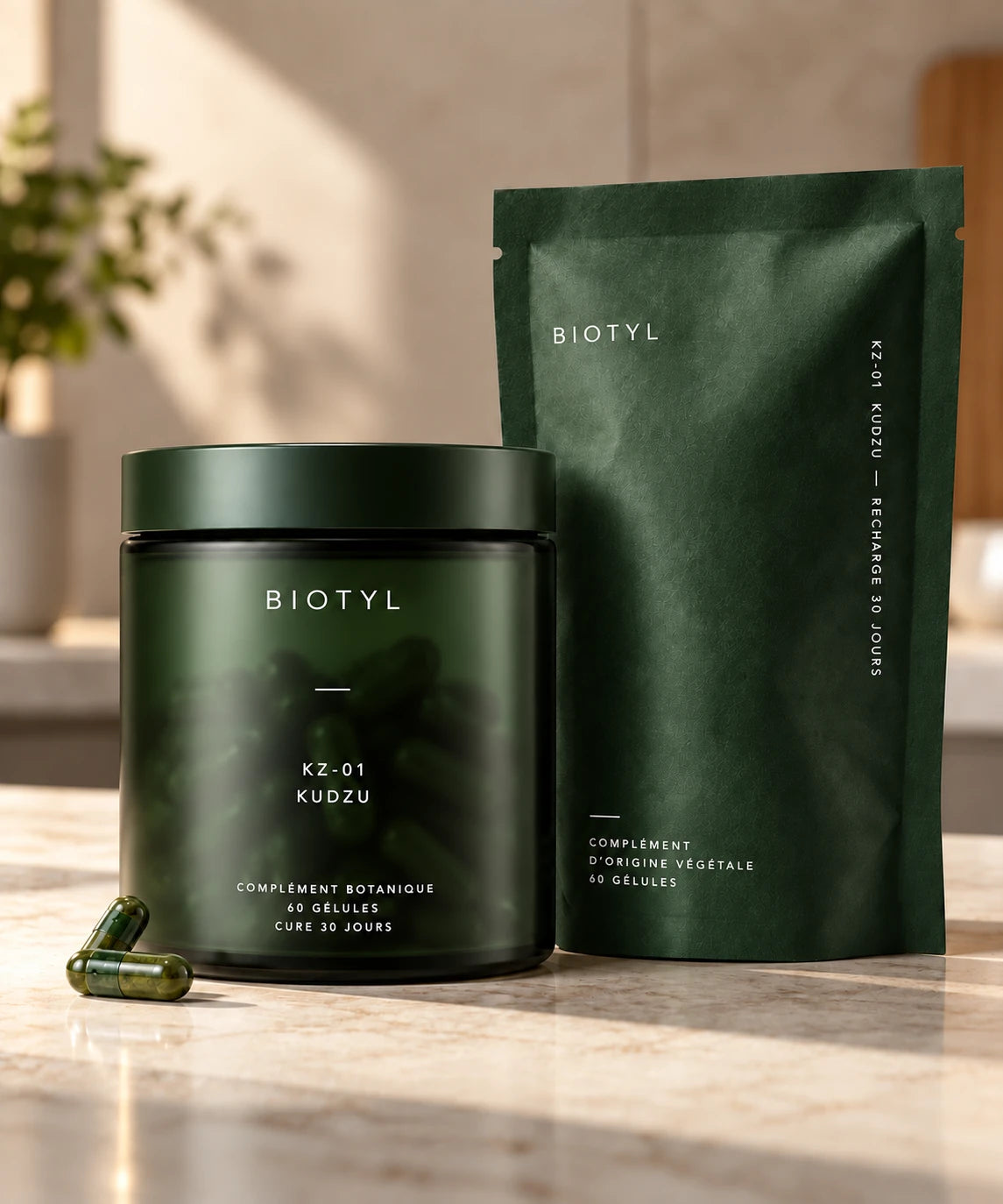 Pot BIOTYL KZ-01 Kudzu, 60 gélules, cure 30 jours, et sa recharge